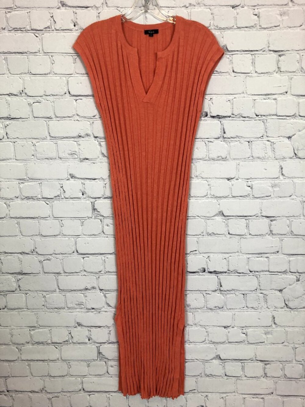 Rails Ashley Ribbed Knit Midi Dress Size S Coral Orange